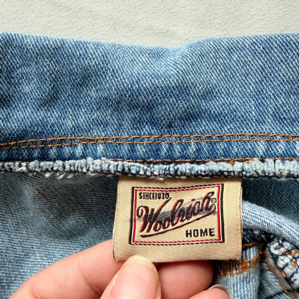 Woolrich Home Denim Pet Jacket Blue Dog Trucker Vest Paw Buttons Medium